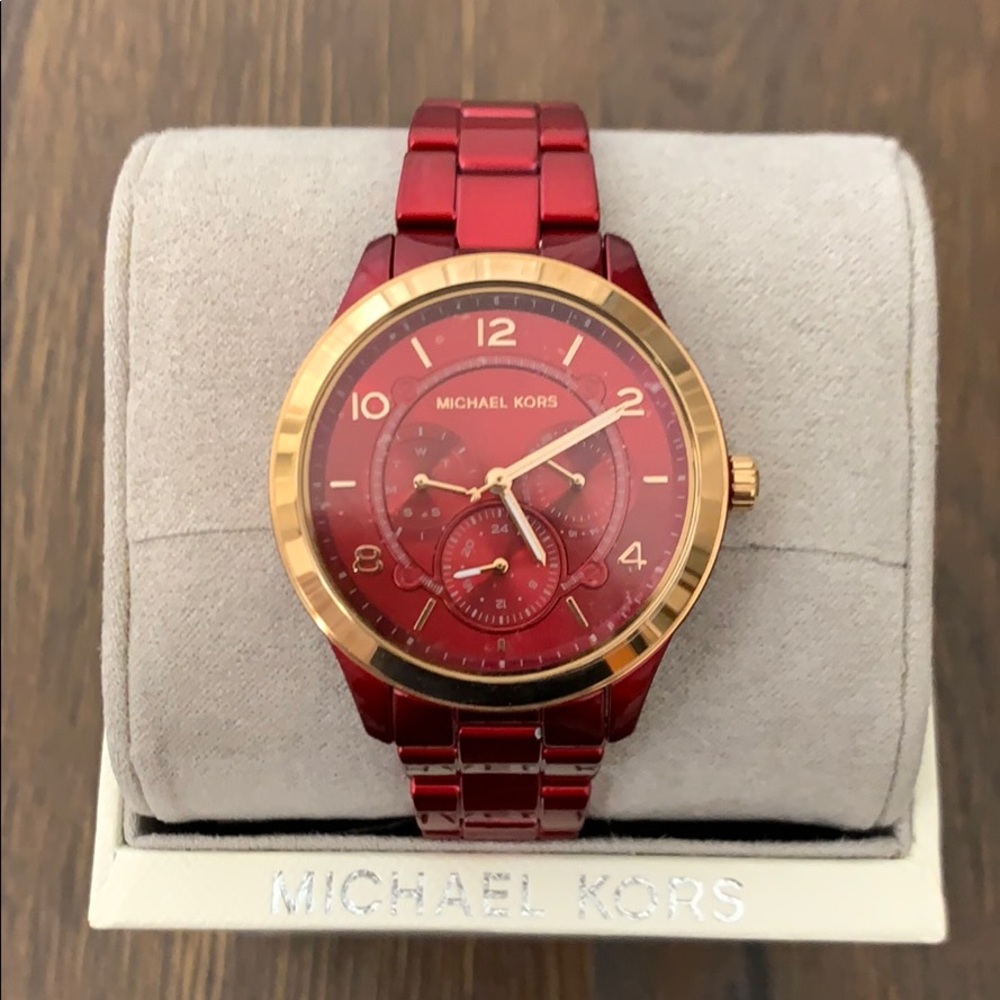 Michael Kors red and gold watch 38M